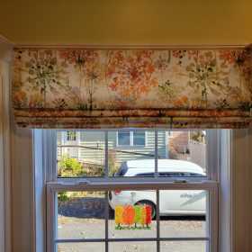 Flat Roman shade for a confined area.