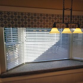 a bay window with a custom made bench