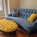 Custom upholstered sofa with custom pillows